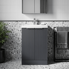 [BFFF1423D] Tixall Floor Standing Vanity Basin Unit with 1 Tap Hole Thin-Edge Ceramic Basin, Choice of Size and Colour - Silo