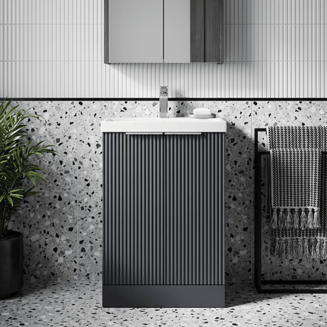[BFFF1423D] Tixall Floor Standing Vanity Basin Unit with 1 Tap Hole Thin-Edge Ceramic Basin, Choice of Size and Colour - Silo