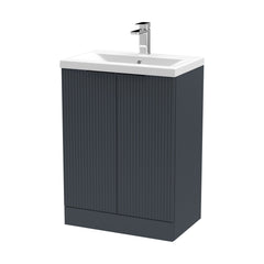 [BFFF1425AH224] Tixall Fluted Front Floor Standing Vanity Basin Unit with Choice of Size, Colour and Handle Options - Cutout