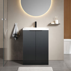 [BFFF1425AH224] Tixall Fluted Front Floor Standing Vanity Basin Unit with Choice of Size, Colour and Handle Options - Lifestyle 1