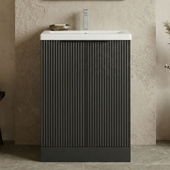 [BFFF1425AH224] Tixall Fluted Front Floor Standing Vanity Basin Unit with Choice of Size, Colour and Handle Options - Silo