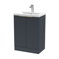[BFFF1425AH324] Tixall Fluted Front Floor Standing Vanity Basin Unit with Choice of Size, Colour and Handle Options - Cutout