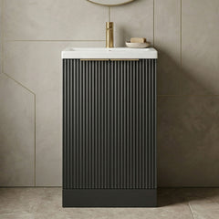 [BFFF1425AH324] Tixall Fluted Front Floor Standing Vanity Basin Unit with Choice of Size, Colour and Handle Options - Silo
