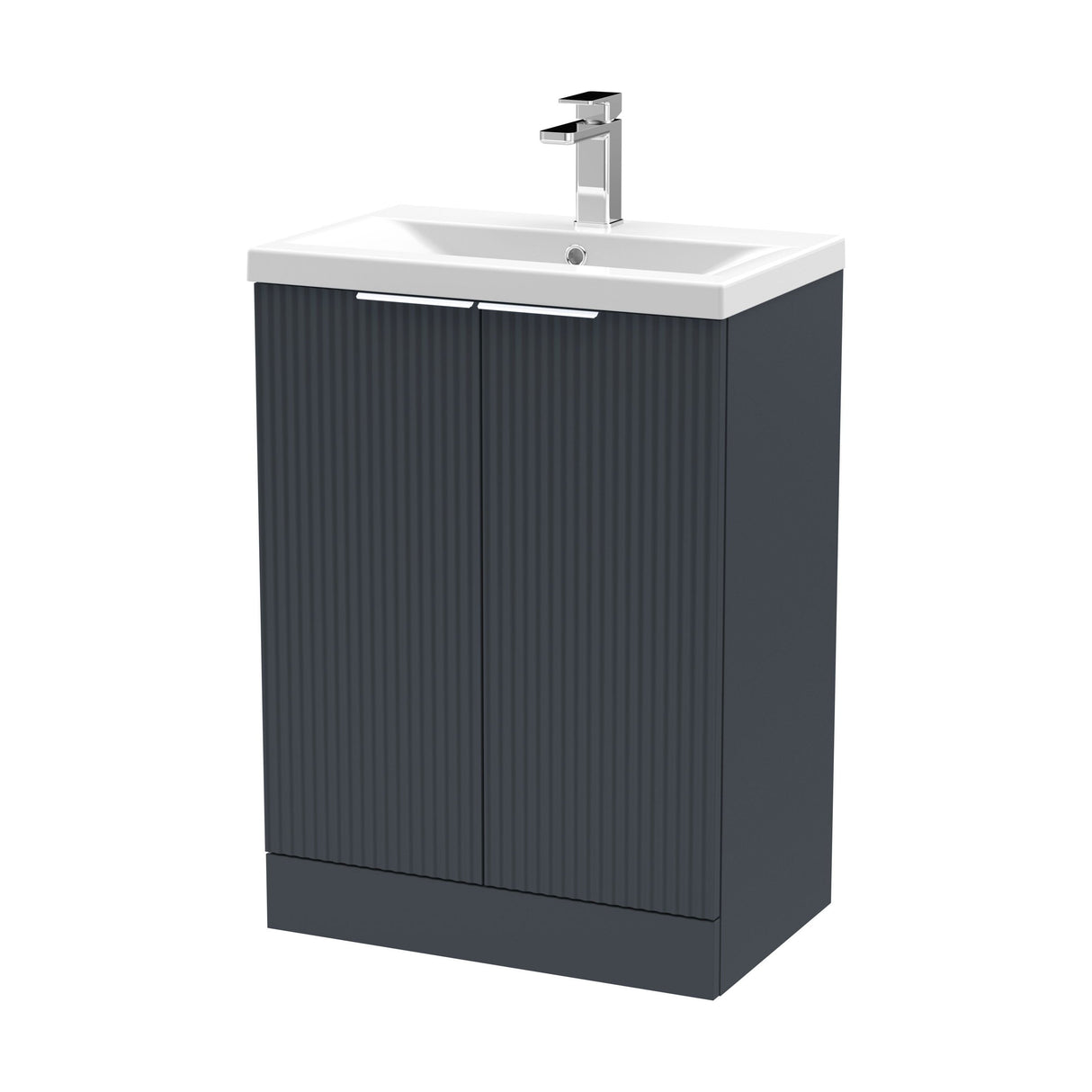 [BFFF1425A] Tixall Fluted Front Floor Standing Vanity Basin Unit with Choice of Size, Colour and Handle Options - Cutout