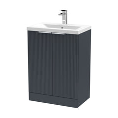 [BFFF1425A] Tixall Fluted Front Floor Standing Vanity Basin Unit with Choice of Size, Colour and Handle Options - Cutout