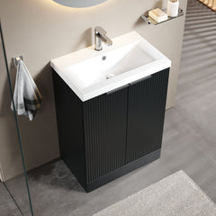 [BFFF1425A] Tixall Fluted Front Floor Standing Vanity Basin Unit with Choice of Size, Colour and Handle Options - Lifestyle 2