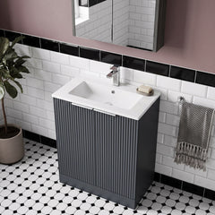 [BFFF1425B] Tixall Floor Standing Vanity Basin Unit with 1 Tap Hole Minimalist Ceramic Basin, Choice of Size and Colour