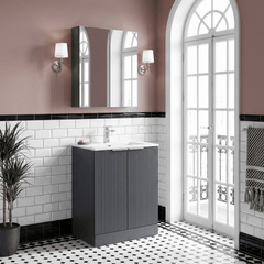 [BFFF1425B] Tixall Floor Standing Vanity Basin Unit with 1 Tap Hole Minimalist Ceramic Basin, Choice of Size and Colour