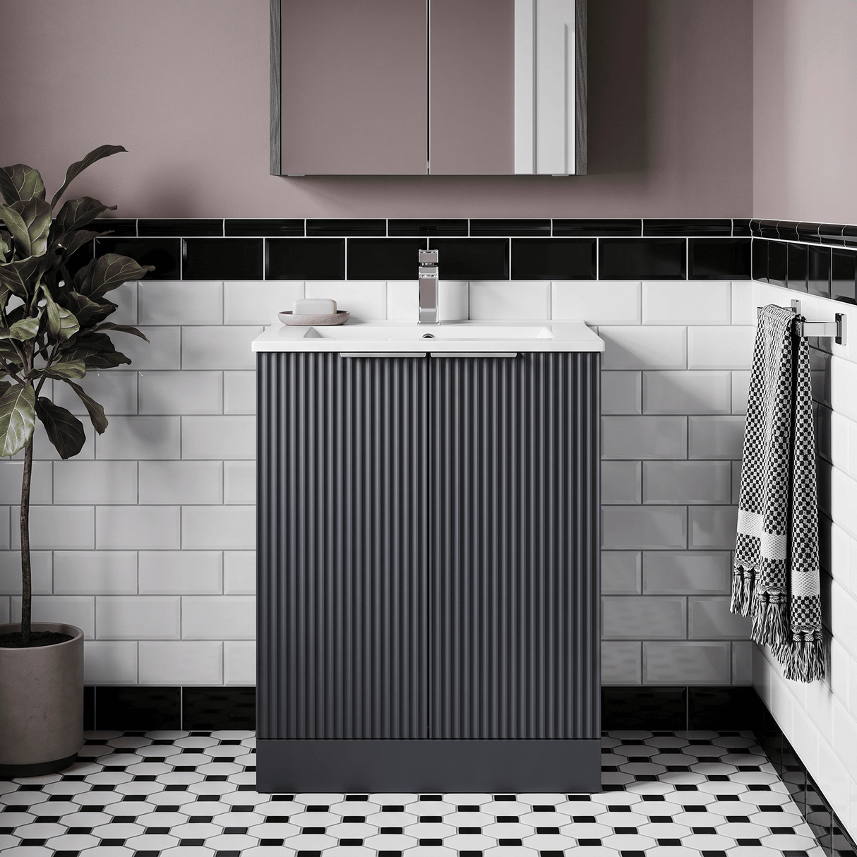 [BFFF1425B] Tixall Floor Standing Vanity Basin Unit with 1 Tap Hole Minimalist Ceramic Basin, Choice of Size and Colour - Silo