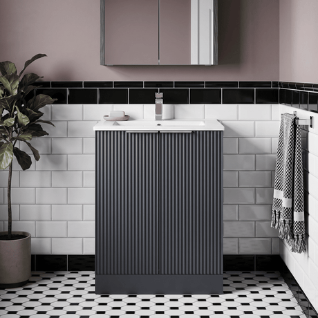 [BFFF1425B] Tixall Floor Standing Vanity Basin Unit with 1 Tap Hole Minimalist Ceramic Basin, Choice of Size and Colour - Silo