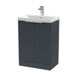 [BFFF1425D] Tixall Fluted 2 Door Floor Standing Vanity Unit with Thin Edge Basin, Dark Grey, 600mm - Cutout