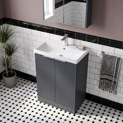 [BFFF1425D] Tixall Floor Standing Vanity Basin Unit with 1 Tap Hole Thin-Edge Ceramic Basin, Choice of Size and Colour