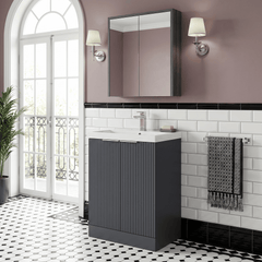 [BFFF1425D] Tixall Floor Standing Vanity Basin Unit with 1 Tap Hole Thin-Edge Ceramic Basin, Choice of Size and Colour