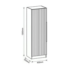 [BFFF1462H225] Tixall Fluted Wall Hung Tall Bathroom Storage Unit, 400mm, Multiple Colours and Handle Options - Technical Drawing