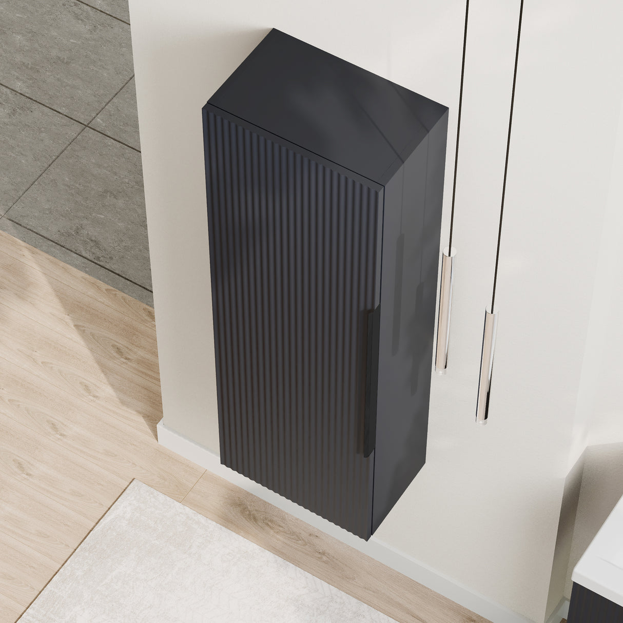 Fluted Tall Bathroom Unit, 400mm, Multiple Colours and Handle Options