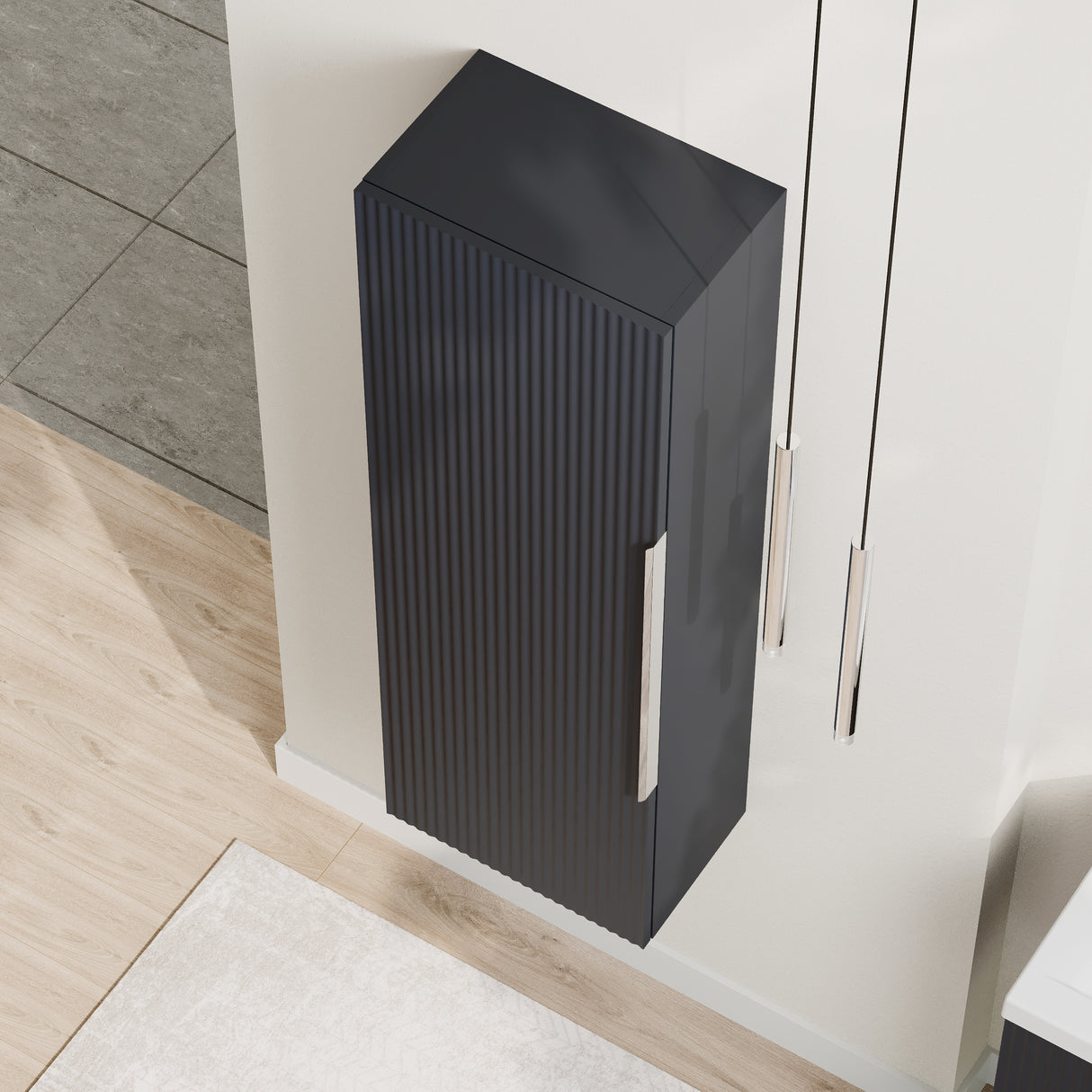Fluted Tall Bathroom Unit, 400mm, Multiple Colours and Handle Options