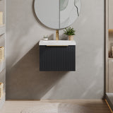 Fluted Front Wall Hung Vanity Basin Unit with Choice of Size, Colour and Handle Options