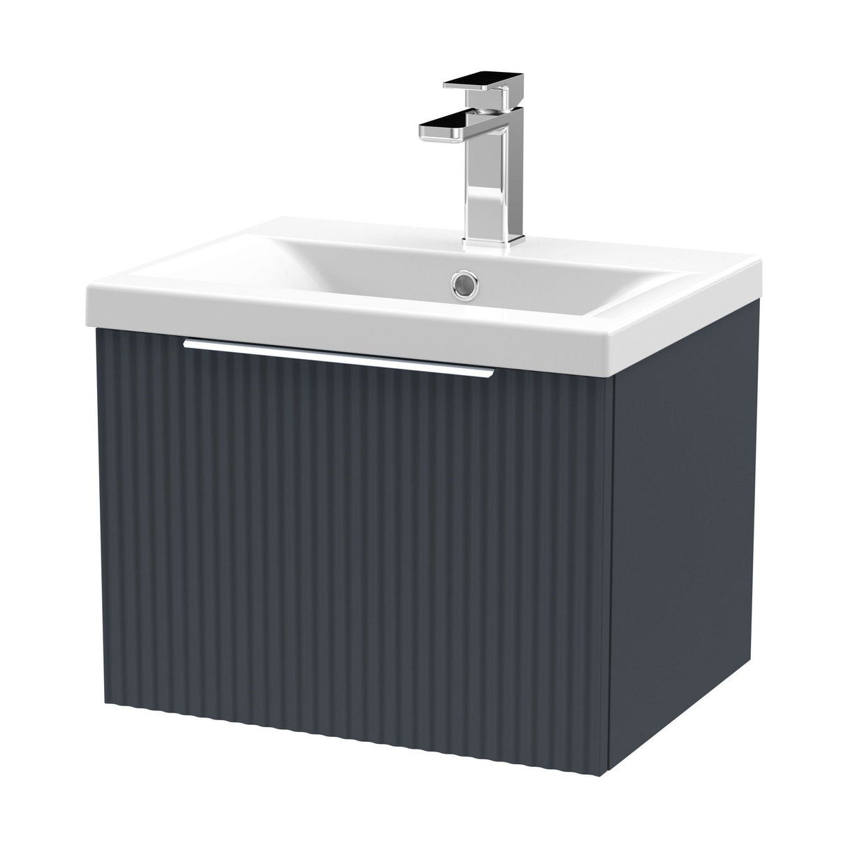 [BFFF1491A] Tixall Fluted Front Wall Hung Vanity Basin Unit with Choice of Size, Colour and Handle Options - Cutout