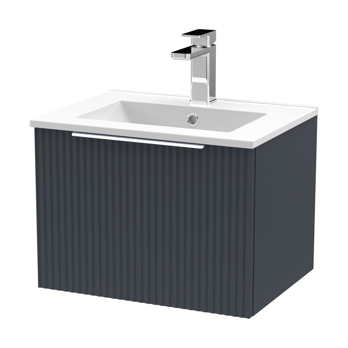 [BFFF1491B] Tixall 1 Drawer Wall Hung Vanity Basin Unit with 1 Tap Hole Minimalist Ceramic Basin, Choice of Size and Colour - Cutout
