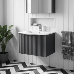 [BFFF1491B] Tixall 1 Drawer Wall Hung Vanity Basin Unit with 1 Tap Hole Minimalist Ceramic Basin, Choice of Size and Colour