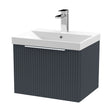 [BFFF1491D] Tixall Fluted 1 Drawer Wall Hung Vanity Unit with Thin Edge Basin, Dark Grey, 500mm - Cutout