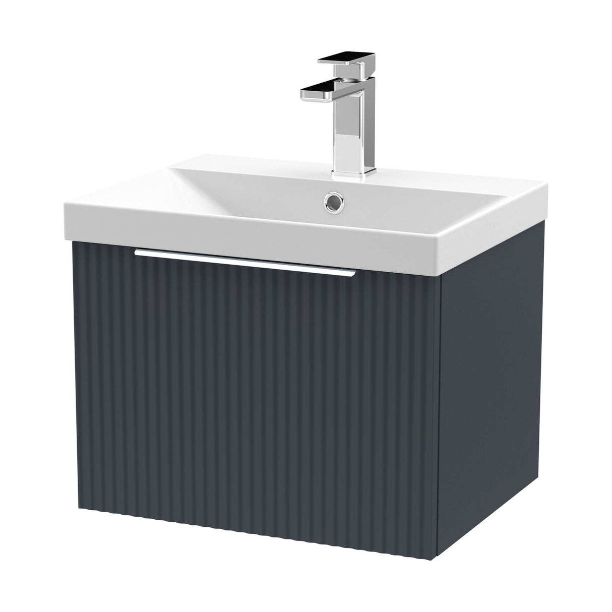 [BFFF1491D] Tixall 1 Drawer Wall Hung Vanity Basin Unit with 1 Tap Hole Thin-Edge Ceramic Basin, Choice of Size and Colour - Cutout