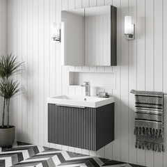 [BFFF1491D] Tixall 1 Drawer Wall Hung Vanity Basin Unit with 1 Tap Hole Thin-Edge Ceramic Basin, Choice of Size and Colour