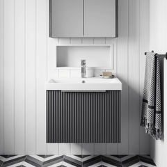 [BFFF1491D] Tixall 1 Drawer Wall Hung Vanity Basin Unit with 1 Tap Hole Thin-Edge Ceramic Basin, Choice of Size and Colour - Silo