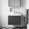 [BFFF1491D] Tixall 1 Drawer Wall Hung Vanity Basin Unit with 1 Tap Hole Thin-Edge Ceramic Basin, Choice of Size and Colour - Silo