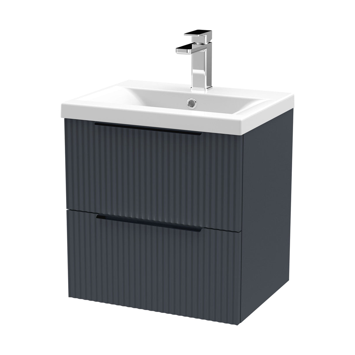 [BFFF1492AH225] Tixall Fluted Front Wall Hung Vanity Basin Unit with Choice of Size, Colour and Handle Options - Cutout