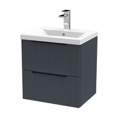 [BFFF1492AH225] Tixall Fluted Front Wall Hung Vanity Basin Unit with Choice of Size, Colour and Handle Options - Cutout