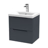 [BFFF1492AH225] Tixall Fluted Front Wall Hung Vanity Basin Unit with Choice of Size, Colour and Handle Options - Cutout