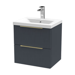 [BFFF1492AH325] Tixall Fluted Front Wall Hung Vanity Basin Unit with Choice of Size, Colour and Handle Options - Cutout