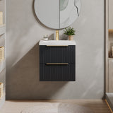 Fluted Front Wall Hung Vanity Basin Unit with Choice of Size, Colour and Handle Options