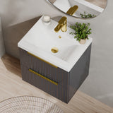 Fluted Front Wall Hung Vanity Basin Unit with Choice of Size, Colour and Handle Options