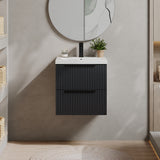 Fluted Front Wall Hung Vanity Basin Unit with Choice of Size, Colour and Handle Options