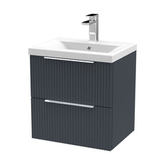 [BFFF1492A] Tixall Fluted Front Wall Hung Vanity Basin Unit with Choice of Size, Colour and Handle Options - Cutout