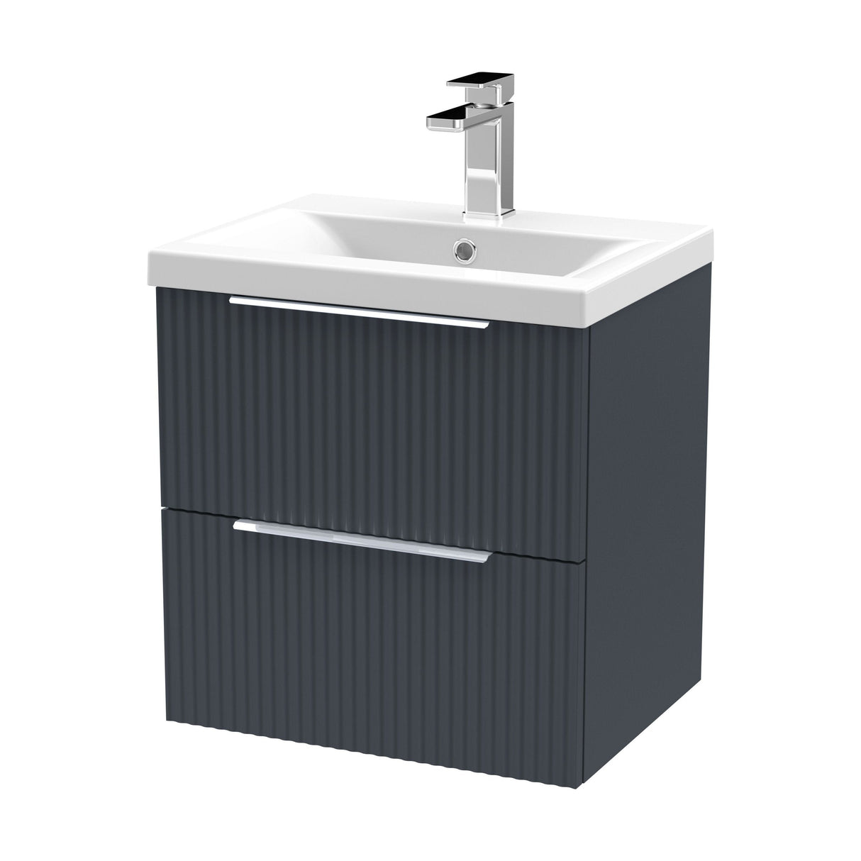 [BFFF1492A] Tixall Fluted Front Wall Hung Vanity Basin Unit with Choice of Size, Colour and Handle Options - Cutout