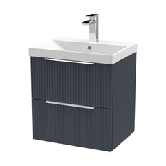 [BFFF1492D] Tixall Fluted 2 Drawer Wall Hung Vanity Unit with Thin Edge Basin - Choice of Size and Colour - Cutout