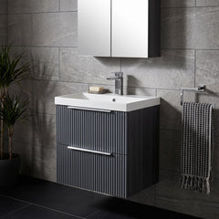 [BFFF1492D] Tixall Fluted 2 Drawer Wall Hung Vanity Unit with Thin Edge Basin - Choice of Size and Colour