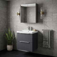 [BFFF1492D] Tixall Fluted 2 Drawer Wall Hung Vanity Unit with Thin Edge Basin - Choice of Size and Colour