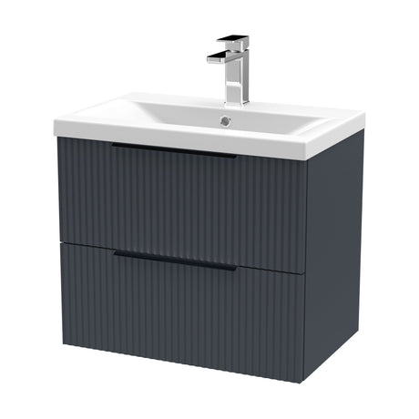 [BFFF1493AH225] Tixall Fluted Front Wall Hung Vanity Basin Unit with Choice of Size, Colour and Handle Options - Cutout