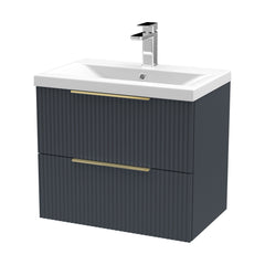 [BFFF1493AH325] Tixall Fluted Front Wall Hung Vanity Basin Unit with Choice of Size, Colour and Handle Options - Cutout