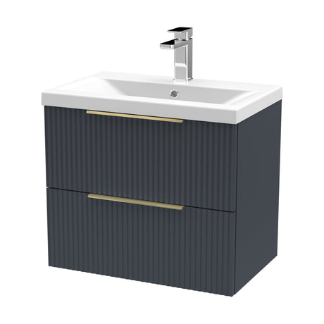 [BFFF1493AH325] Tixall Fluted Front Wall Hung Vanity Basin Unit with Choice of Size, Colour and Handle Options - Cutout