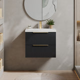 Fluted Front Wall Hung Vanity Basin Unit with Choice of Size, Colour and Handle Options