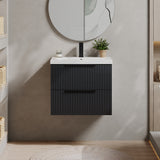 Fluted Front Wall Hung Vanity Basin Unit with Choice of Size, Colour and Handle Options