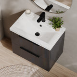 Fluted Front Wall Hung Vanity Basin Unit with Choice of Size, Colour and Handle Options