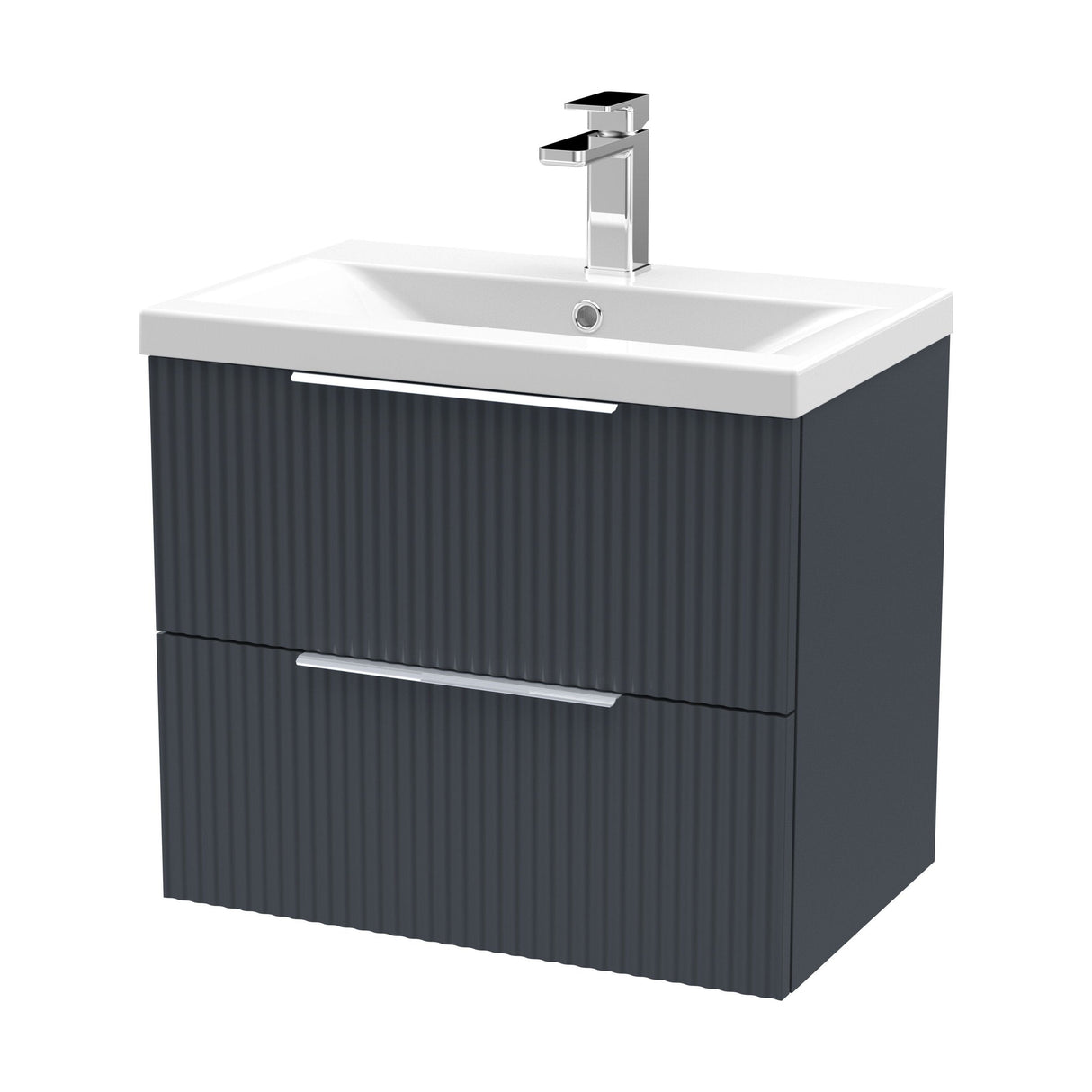 [BFFF1493A] Tixall Fluted Front Wall Hung Vanity Basin Unit with Choice of Size, Colour and Handle Options - Cutout
