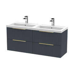 [BFFF1493CH325] Tixall Fluted Front Wall Hung Vanity Basin Unit with Choice of Size, Colour and Handle Options - Cutout