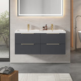 Fluted Front Wall Hung Vanity Basin Unit with Choice of Size, Colour and Handle Options